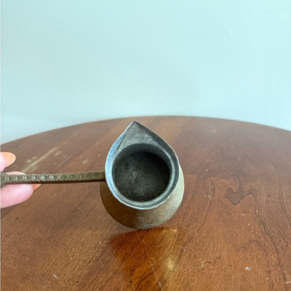 Vintage Turkish Cezve Small Coffee Pot Brass Jezve Ibrik Rustic Kitchen - Picture 5 of 9